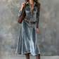 Women's Long Sleeve Velvet Maxi Dress