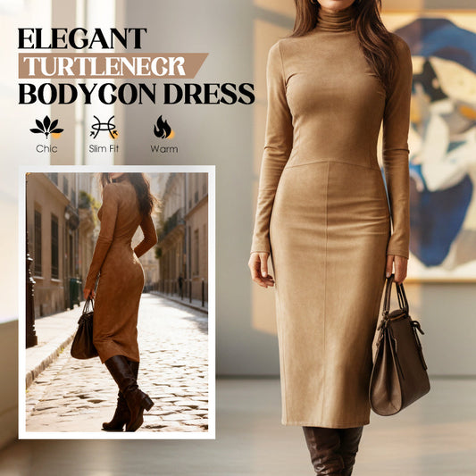 🎁Meet Christmas 49% OFF🎄|Elegant Turtleneck Long-Sleeve Bodycon Dress