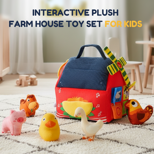 👶Interactive Plush Farm House Toy Set for Kids🐄🐏