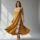 👗Women's Asymmetry Plaid Patchwork Half-Sleeve Midi Dress✨