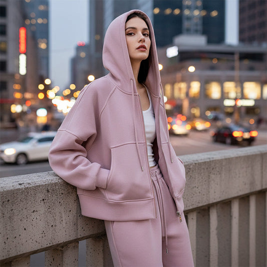 Soft Hooded Zipper Sweatshirt for Women