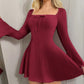 👗Women's Square Neck Ribbed Knit A-Line Dress