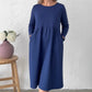 📢 Limited Time 49% OFF👗Women's Loose Fit Round Neck Midi Dress with Pockets-Effortless Comfort & Everyday Elegance✨