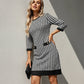 🏆 Hot Sale - 49% OFF ✨Women's Crew Neck Houndstooth Bodycon Midi Dress
