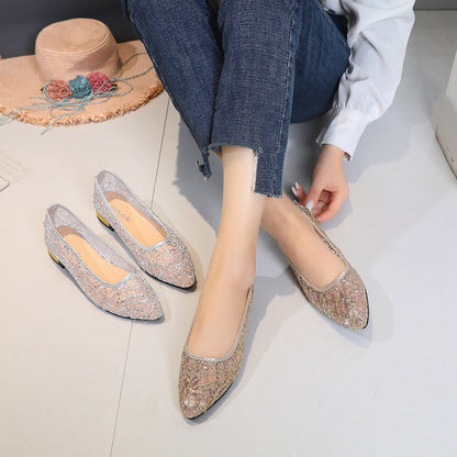 🏆 Hot Sale - 49% OFF ✨Women's Pointed Toe Mesh Sequins Flats