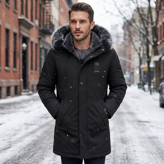 ⏳Limited-time 49% off⏰Men's Windproof Hooded Thermal Mid-Length Parka Jacket🪶🧥