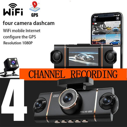 🏆49% Off!🚗4-Channel HD Dashcam with Front Interior Rear Recording🎥