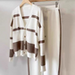 Women's Striped Cardigan & Pants Two-Piece Set