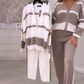 Women's Striped Cardigan & Pants Two-Piece Set