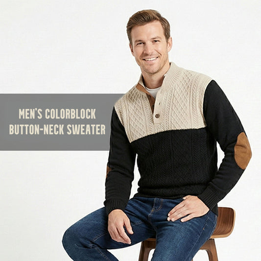📢49% OFF!! ⏰Men's Colorblock Button-Neck Sweater