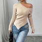 Women's Off Shoulder Asymmetrical Tight Fitting Pullover