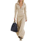 Women's Half-Zip Slim-Fit Maxi Dress