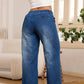 🥰Women's Drawstring Waist Wide-Leg Denim Jeans