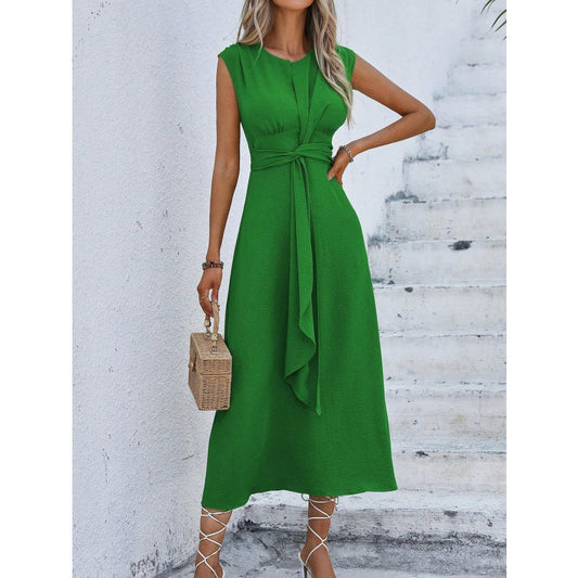 🎁LAST DAY SALE 49% OFF!!💛Women's Elegant Solid Color Crew Neck Dress👠