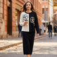 Women's Two-Piece Knit Set with Clover Embroidery