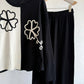 Women's Two-Piece Knit Set with Clover Embroidery