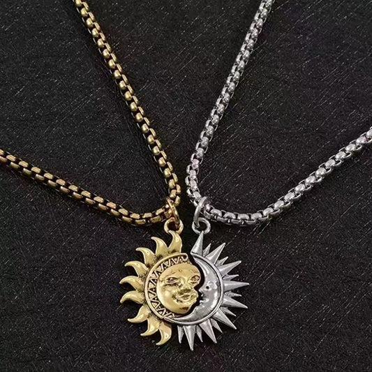 🎁Valentine's Day Gift🔥Sun & Moon Spliced Pendant Necklace Set
