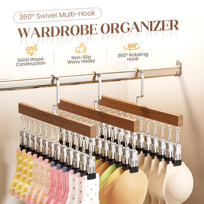 360° Swivel Multi-Hook Wardrobe Organizer
