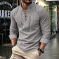 👔 49% OFF NOW! 💎 Men's Casual Solid Color Shirt – Lace-Up Neck, Modern Stand Collar & Breathable Cotton ✨