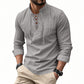 👔 49% OFF NOW! 💎 Men's Casual Solid Color Shirt – Lace-Up Neck, Modern Stand Collar & Breathable Cotton ✨