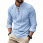 👔 49% OFF NOW! 💎 Men's Casual Solid Color Shirt – Lace-Up Neck, Modern Stand Collar & Breathable Cotton ✨