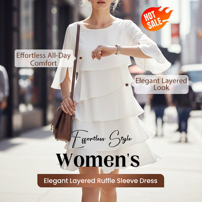 🎁Women's Elegant Layered Ruffle Sleeve Dress – Effortless Style for Every Occasion💃