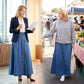 ⏳Limited-time 49% off⏰Vintage Button-Front A-Line Denim Skirt👗