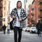 Men’s Hooded Plaid Button-Down Jacket