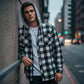 Men’s Hooded Plaid Button-Down Jacket