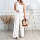 Elegant Hollow-Out Sleeveless Blouse & Trousers Suit