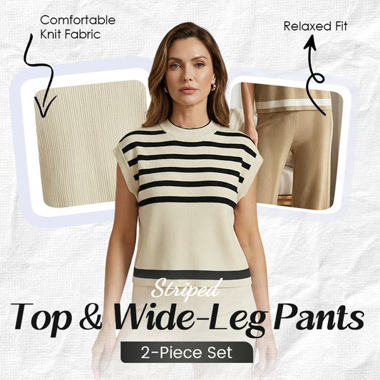 Striped Top & Wide-Leg Pants 2-Piece Set