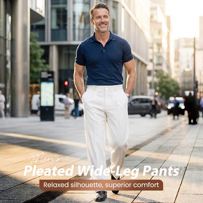 🥳2026 HOT SALE🥳💞50K+ SOLD!☀️☕49% OFF! Men's Casual Wide-Leg Pants – Breezy pleated front, easy pull-on style. Dress up or down for any summer day. A wardrobe essential. 👖🕊️