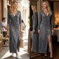 🐋New arrival 49% OFF!🥰Women's Long Sleeve V-Neck Maxi Dress – Soft Fabric, Bodycon Fit & Elegant High Slit👗
