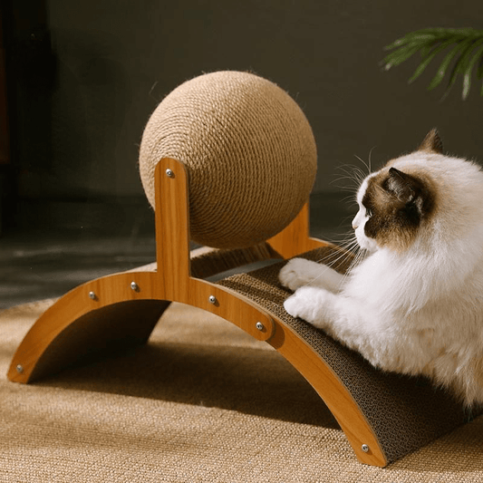 🐱 49% OFF NOW! 💖 Natural Sisal Cat Scratching Ball With Cardboard Pad – Satisfies Scratching, Durable Sisal & Protects Furniture 🧶