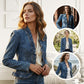 🎁New arrival 49% OFF💥Women's Ruffle Trim Open-Front Denim Jacket