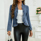 🎁New arrival 49% OFF💥Women's Ruffle Trim Open-Front Denim Jacket