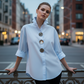 Women's Oversized Button-Down Shirt with Statement Buttons