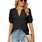 📢📢49% OFF !!!⏰Loose Solid Color T-Shirt Top with Hollow Bubble Sleeves