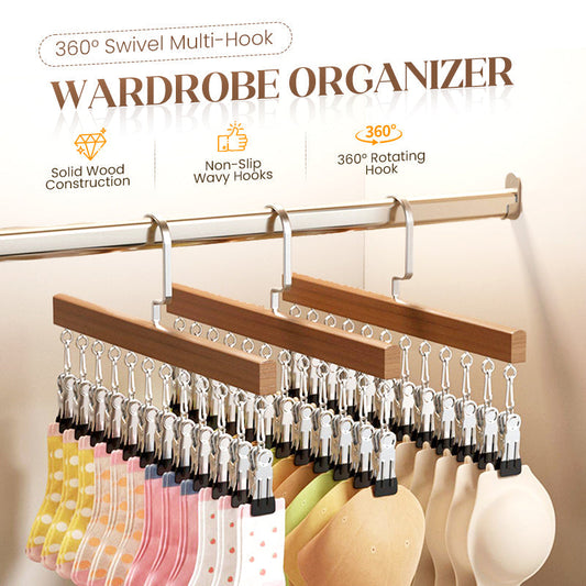 🔥50% OFF!👕360° Swivel Multi-Hook Wardrobe Organizer--10 clips