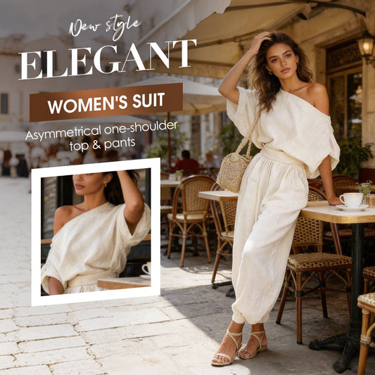 🎁NEW ARRIVAL 49% OFF💥Women's Asymmetrical One-Shoulder Top & Pants Set