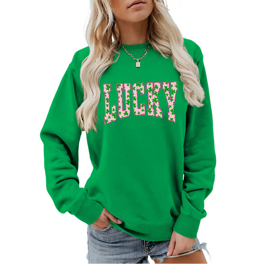 🍀St. Patrick’s Day Essential! Women's Lucky Shamrock Graphic Sweatshirt 🎁