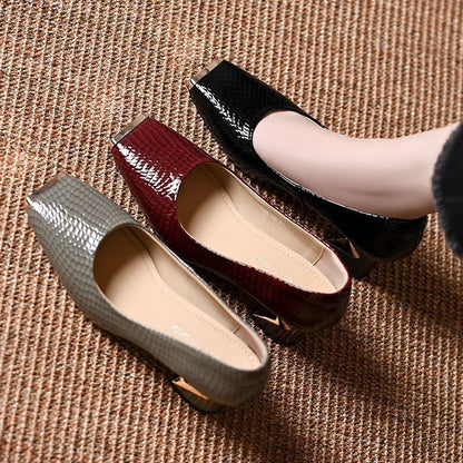🐍 49% OFF! 👠 Women's Snakeskin Block Heel Pumps – Square Toe, Metal Accent & All-Day Comfort ✨