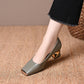 🐍 49% OFF! 👠 Women's Snakeskin Block Heel Pumps – Square Toe, Metal Accent & All-Day Comfort ✨