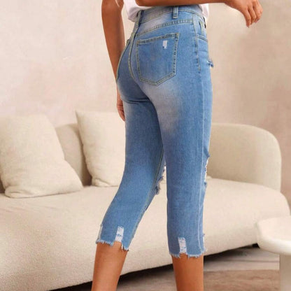 ✨ 49% OFF NOW! 👖Women's Ripped Washed Raw Hem Jeans – Edgy, Cropped & Cool! 🧵
