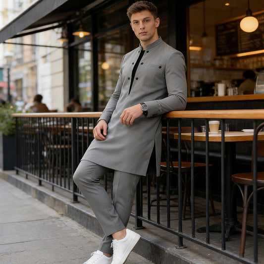 🎁New Arrival 49% OFF💥Men's Modern Mandarin Collar Tunic and Pants Set
