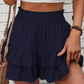 📢📢49% OFF !! ⏰Solid Color Stretch Waist Layered Short Skirt