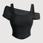 🌷 LIMITED TIME 49% OFF! 🌷Off-Shoulder Ruched Mesh Top 👗✨ – Corset Hem, Stretchy Slim Fit, 5 Colours S-2XL
