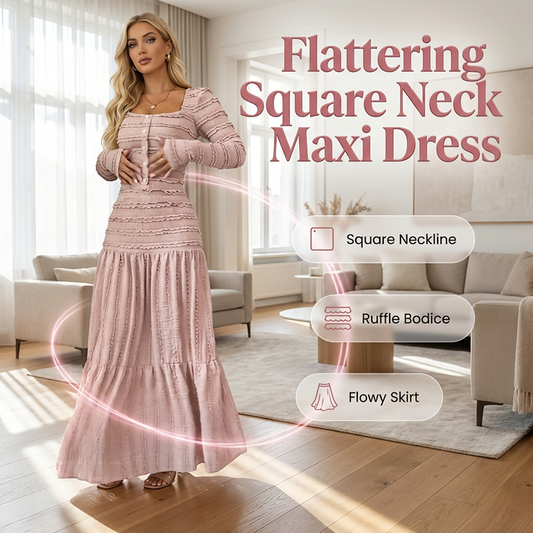 👗 49% OFF NOW! 💕Flattering Square Neck Maxi Dress