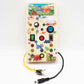 💡🎛️ Wooden LED Busy Board – Interactive Switch & Light Activity Toy for Kids