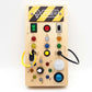 💡🎛️ Wooden LED Busy Board – Interactive Switch & Light Activity Toy for Kids